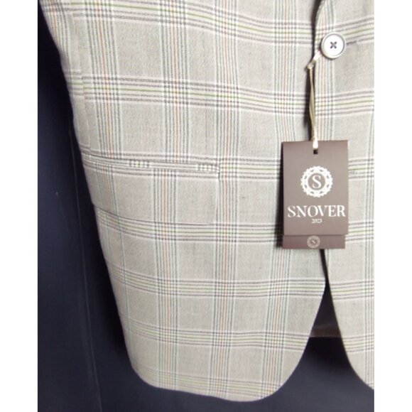 Snover Light Grey Check Blazer Men's Size 40 Modern Tailored Jacket - Picture 5 of 13